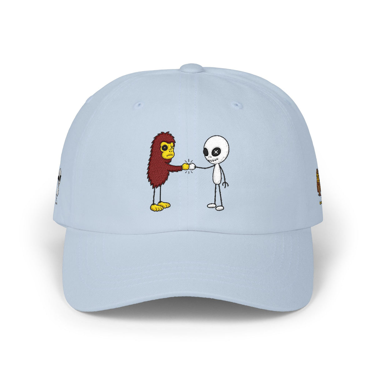 Stick Figure Cryptid Fist Bump Embroidered Cap