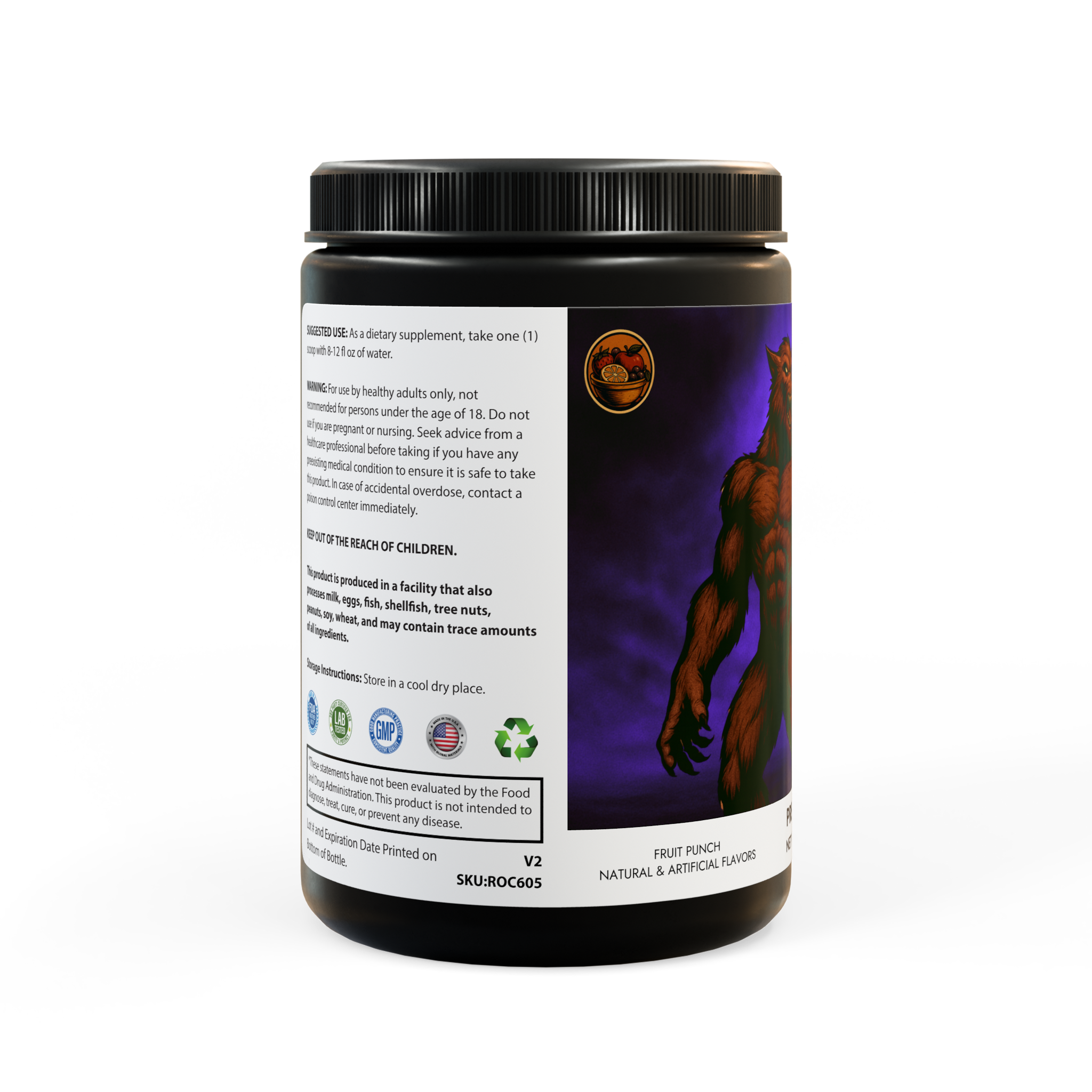 Cryptid Core "LUNAR RAMPAGE" Pre-Workout Supplement, Fruit Punch (204g, 7.1oz)