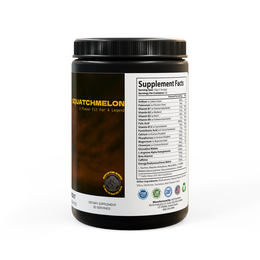 Cryptid Core "SQUATCHMELON" Pre-Workout Supplement, Watermelon (300g, 10.58oz)